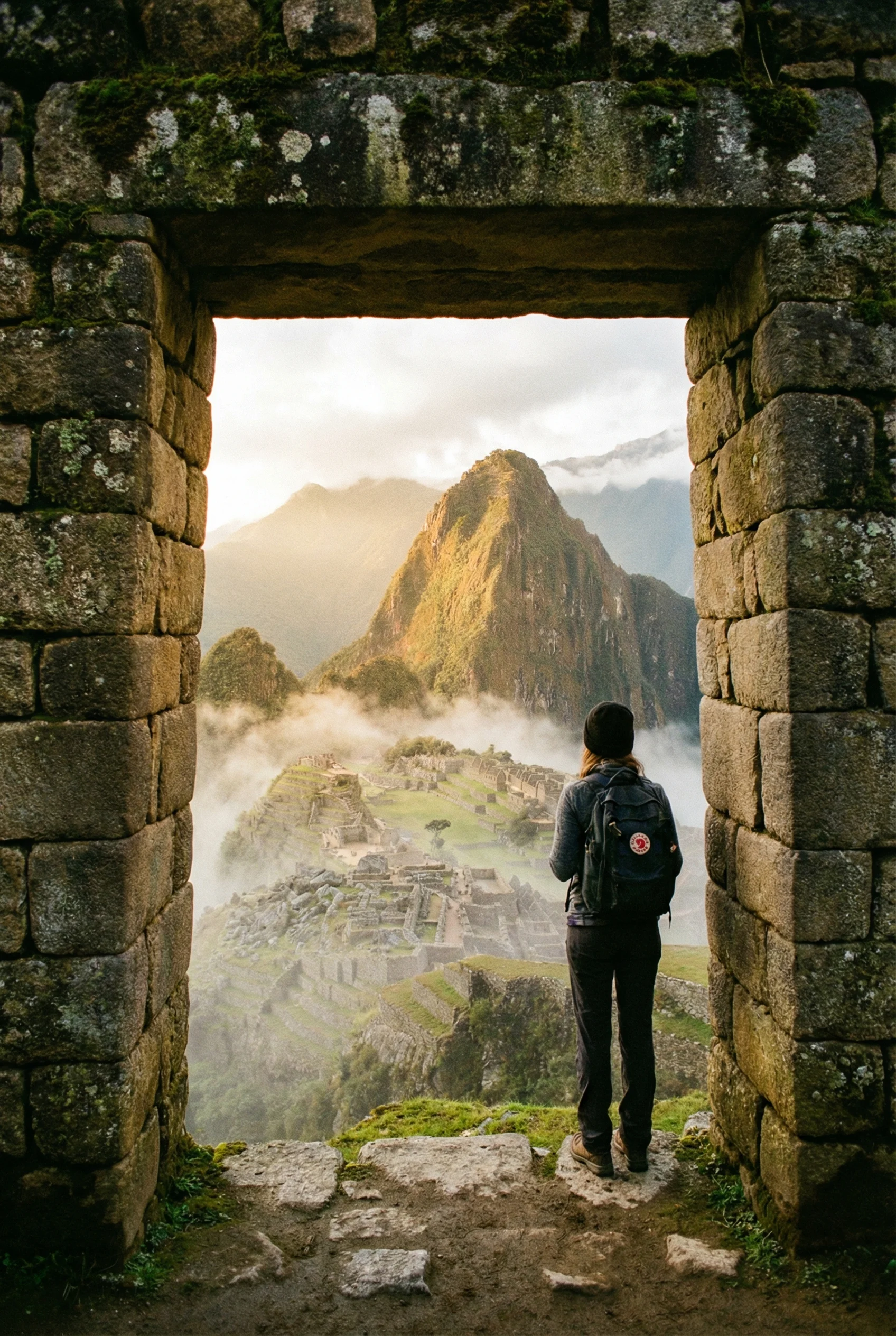 Trekker en el Inti Punku viendo Machu Picchu por primera vez