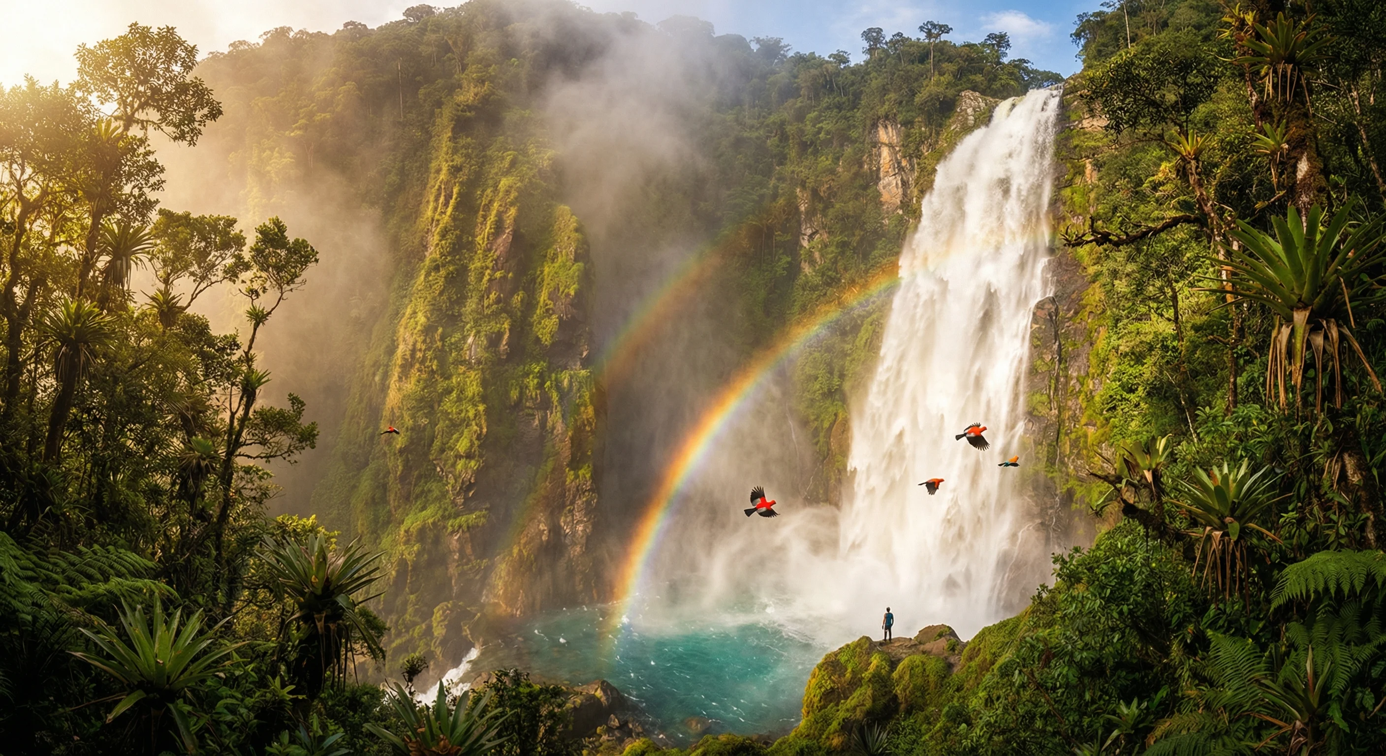 Cascada masiva en el bosque nuboso peruano